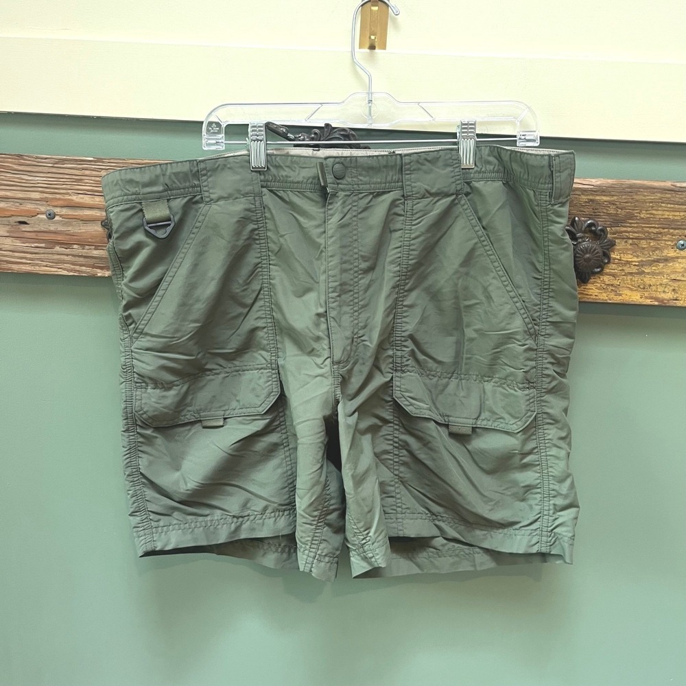 LL Bean Mens Hiking Cargo Shorts 36 Olive Green Nylon Mesh Lined 0AVK4 Utility